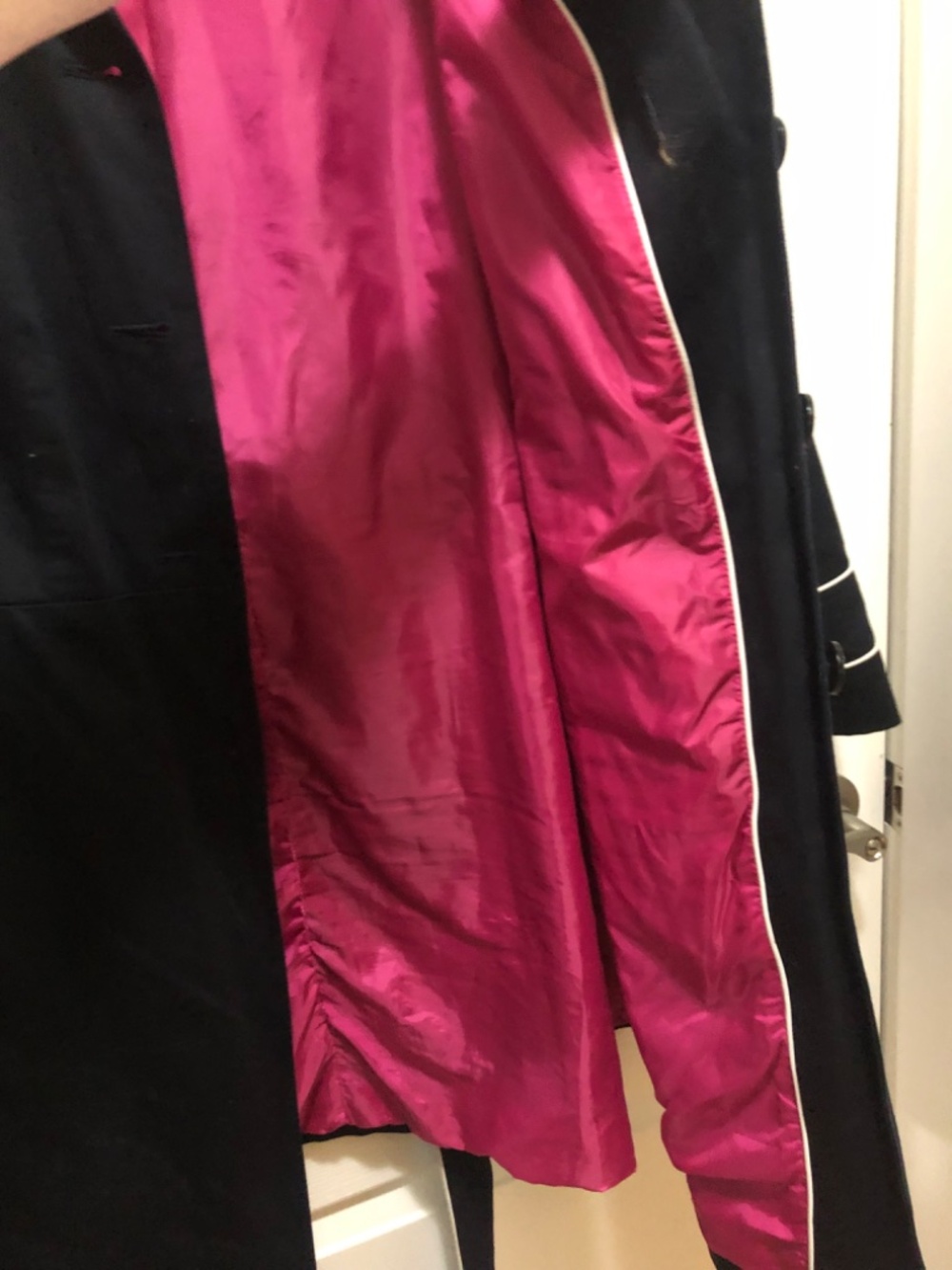 Lane Bryant 18/20W black cotton trench belted lined with pink - Picture 6 of 6
